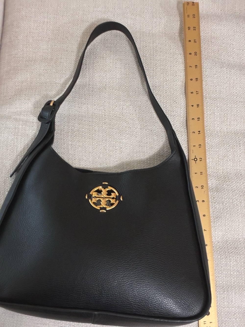 Tory Burch EUC Miller Black and Gold Shoulder Bag with Structured Design - Picture 13 of 15